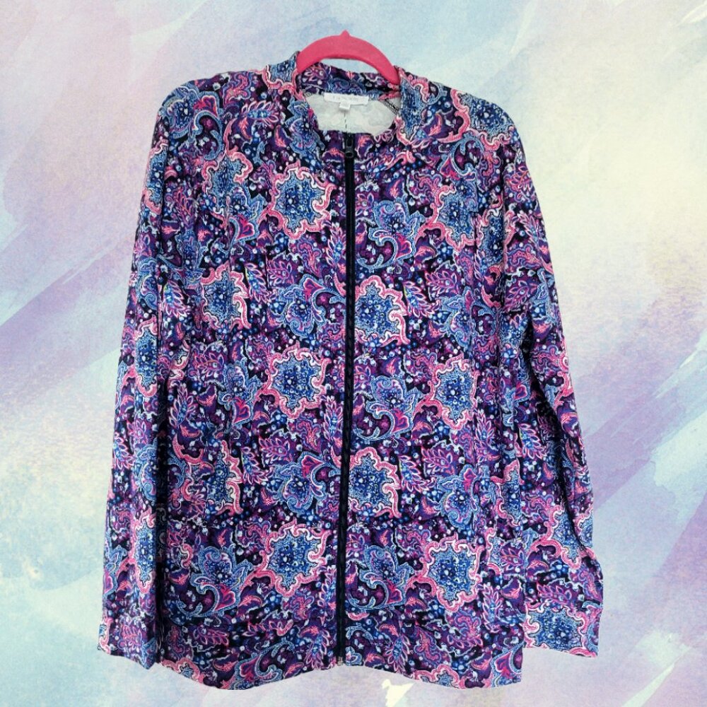 T by Talbots French Terry long sleeve full Jacket top  XL